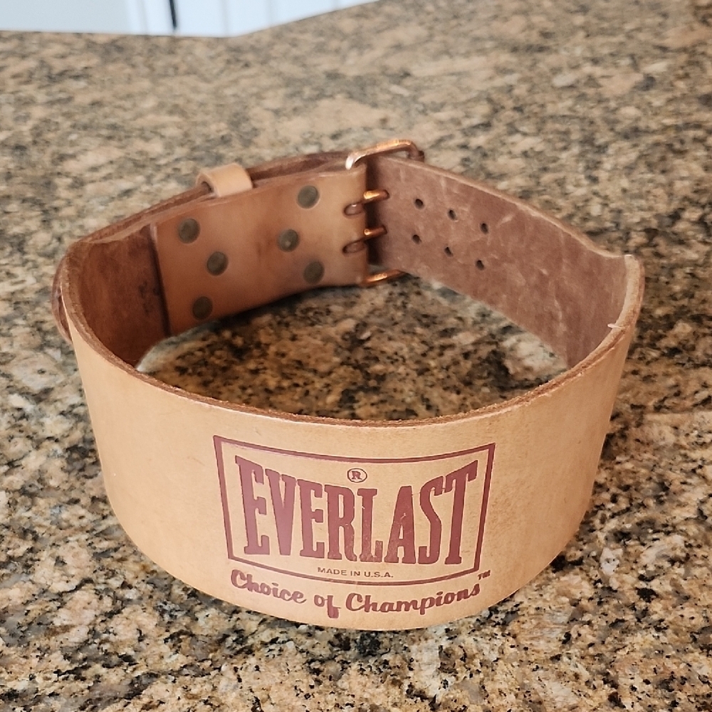 Everlast Tan Leather Powerlifting Belt‎